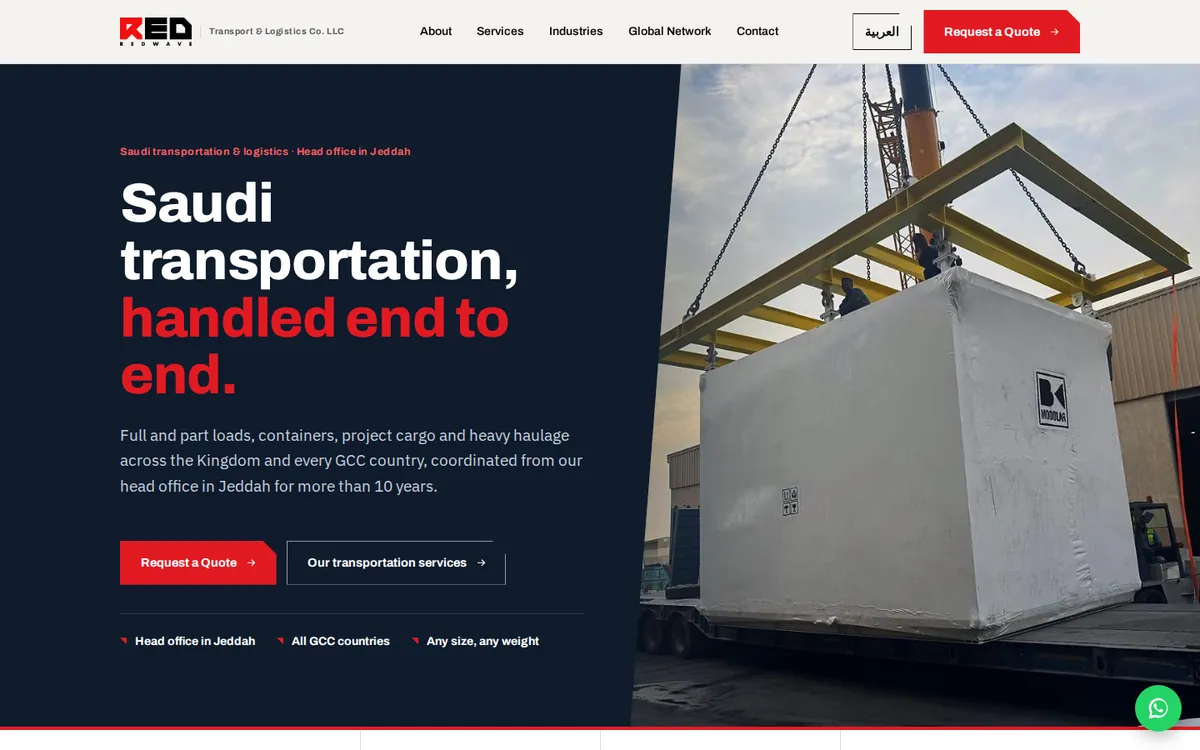 Redwave Transport and Logistics website on desktop